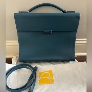 Mandarina Duck Blue Leather Handbag with Strap